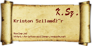 Kriston Szilamér névjegykártya